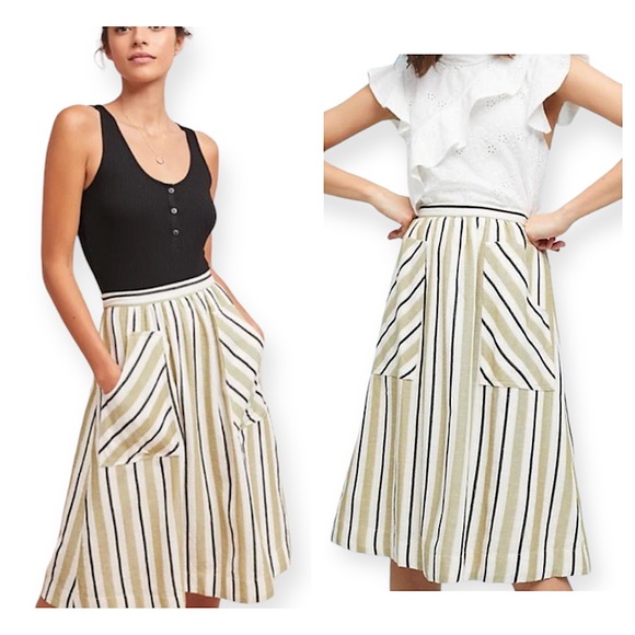 Anthropologie Dresses & Skirts - Anthropologie Skirt Akemi + Kin Luria Striped Size Large Cotton Viscose Pockets